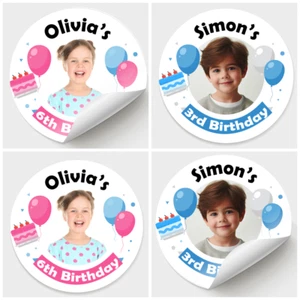 35 x personalisierte Party Gastgeschenke Geburtstag Aufkleber mit individuellem Bild Name und Alter - Bild 1 von 6