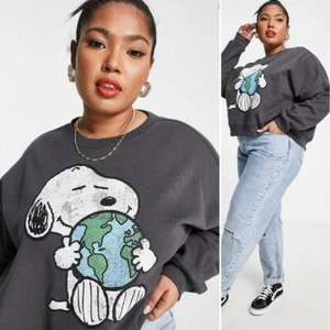 nwt COTTON:ON Women's Curve Snoopy Classic Crewneck Relaxed-Fit Gray Size 16W - Picture 1 of 11