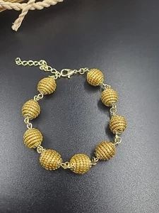CAPIM DORADO VEGETABLE GOLD BRACELET. Hypoallergenic Golden Grass Adjustable - Picture 1 of 6