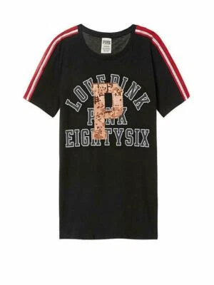 Victoria's Secret PINK Tee Shirt Bling Sequins Perfect Crew T 86 Rhinestones NWT - Image 1 of 4