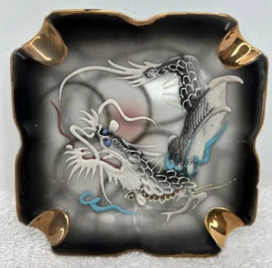 Vintage Japanese 'Dragonware' Ashtray 4 square inch - Picture 1 of 6