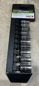 Pittsburgh Pro 1/4” Drive 10 Pc Chrome Socket Set SAE A1 - Foto 1 di 5