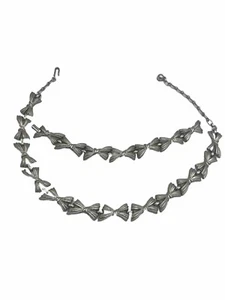 Vintage Crown Trifari Silver Plated Bow Necklace Bracelet Set Pre 1955 - Picture 1 of 6