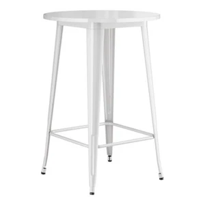 30'' Round All Weather White Metal Restaurant Patio Bar Height Table For Outdoor - Picture 1 of 8