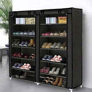 7Tier Shoe Rack Organizer, Portable Double Row with Dust Cover Non-Woven Cabinet - Picture 1 of 4