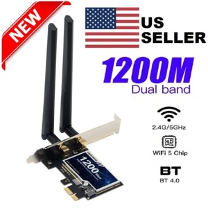Dual Band PCI-E WiFi Adapter Desktop PC PCI-E Wireless-AC Network Bluetooth Card - Picture 1 of 15