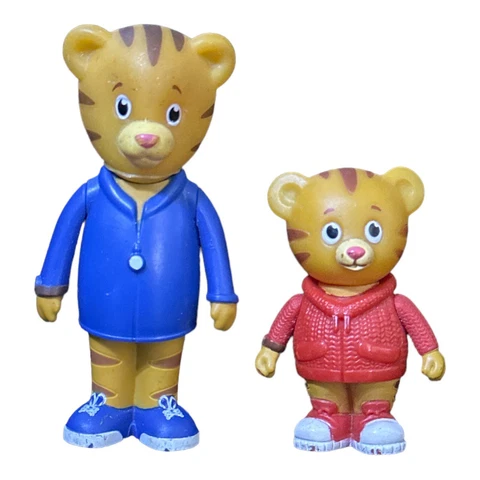 2 PBS Kids Daniel Tigers Neighborhood Figures Striped Tiger Dad Son 2.5" to 3.5" Cover