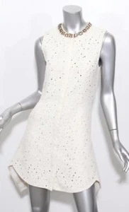 3.1 PHILLIP LIM Mujer Crema Sin Mangas Cristal Embellecido Corte Láser Vestido 4 - Imagen 1 de 6