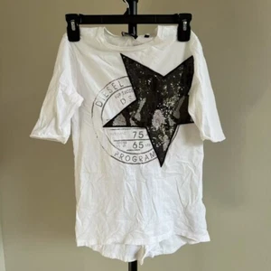 NWOT Diesel White Big Girls Sequin Star Size 12 T-Shirt 100% cotton Women xs or - Picture 1 of 6