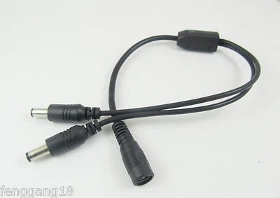 DC Power 5.5mm x 2.1mm Female to Dual 2x 2.1mm Male CCTV extende Splitter Cable - Image 1 of 2