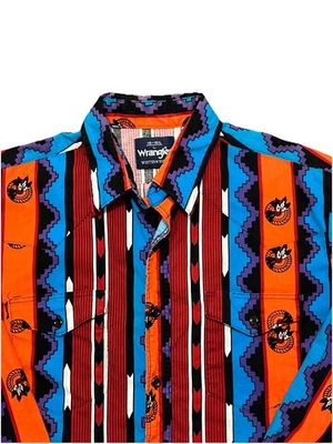 Vintage Wrangler Button Down Shirt Mens Large Aztec Geometric Western - Image 1 of 4