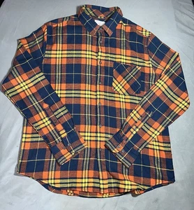 Cloudveil Mountain Works Men's Flannel Shirt L Orange/Blue - Picture 1 of 10