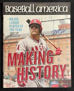 MIKE TROUT Autograph x2 - signed "Baseball America" magazine  -Angels! -MLB COA! - Picture 1 of 6