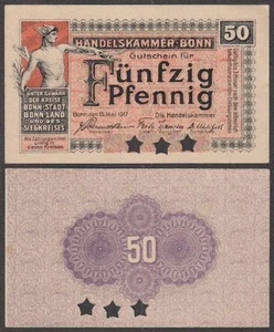 Germany - Handelskammer-Bonn, 50 Pfennig, 1917, AU - Foto 1 di 1