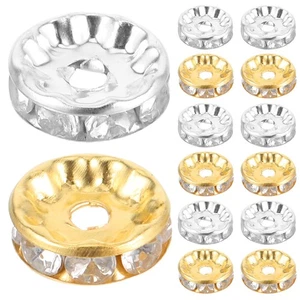  Cuentas espaciadoras redondas de diamantes de imitación 200 piezas espaciadores de joyería para - Imagen 1 de 20