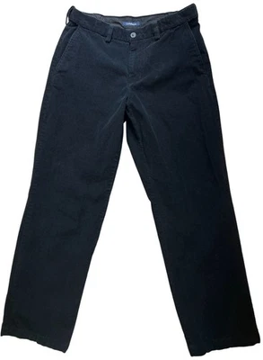 Pantalones de pana Croft & Barrow para hombre calce clásico frente plano talla 32x30 negros Foto 1 de 4