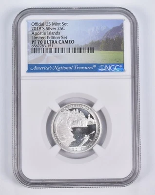 2018-S Silver PF70 ANT Apostle Islands Quarter Limited Edition NGC *0940 - Image 1 of 4