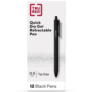 TRU RED Retractable Quick Dry Gel Pens Fine Point 0.5mm Blk Dozen TR54489 - Picture 1 of 9