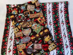 2x Half Yds Vintage Mary Engelbert Stoff 90er Y2K Mary's Mottos Kirschen - Bild 1 von 8