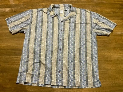 Burma Bibas Shirt, Men's Size XL, Brown Blue Short Sleeve Button Up Shirt - Image 1 of 4