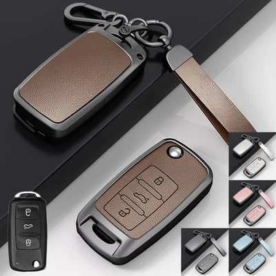 Funda protectora de cuero para llave de coche de aleación de zinc para VW Golf Beetle Jetta Tiguan GTI Passat Foto 1 de 4