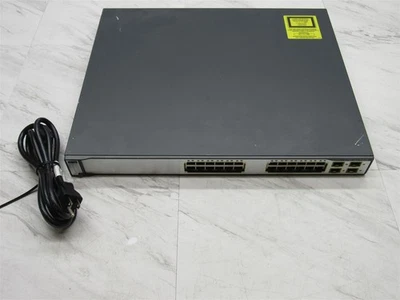 CISCO CATALYST 3750 24-PORT POE NETWORK GIG SWITCH WS-C3750G-24PS-E GIGABIT - Image 1 of 4