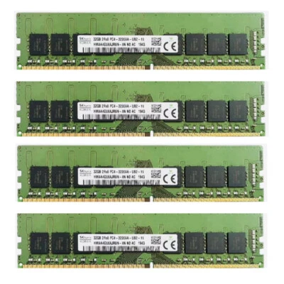 Hynix 128GB 4X32GB DDR4 3200MHz PC4-25600 2RX8 UDIMM Memory Ram HMAA4GU6AJR8N-XN - Image 1 of 4