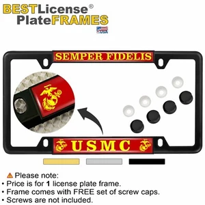 Officially Licensed Product - USMC Design - Car 4-hole Metal License Plate Frame - Picture 1 of 30