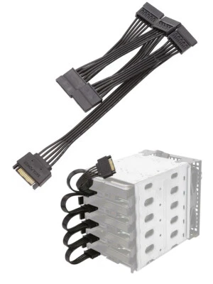 15pin SATA 1 Male To 5 Female Splitter Hard Drive HDD SSD Power Adapter 50pcs - Image 1 of 4