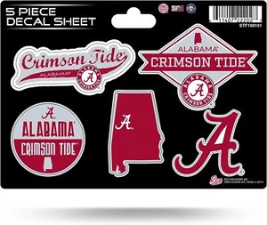 Set of 2 - Alabama Crimson Tide NCAA 5-Pc Sticker Sheet - Picture 1 of 4