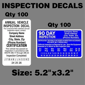 Annual Vehicle Inspection Sticker & 90 Day California Inspection Personalized - Picture 1 of 1