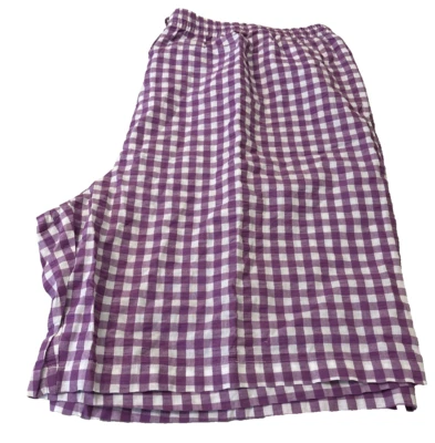 Woman Within Pull On Seersucker Shorts in Purple Orchid Gingham 34W NEW - Image 1 of 4