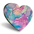 Heart MDF Coaster Purple Blue Marble Ink Pattern Art #170146