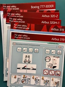 12 AIR CANADA AND ROUGE SAFETY CARDS SET--319-787 - Picture 1 of 4