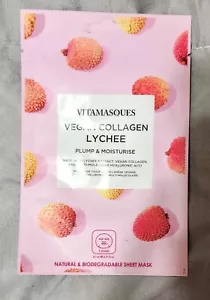 Vitamasques Vegan Collagen Lychee Plump&Moisturize Face Sheet Mask 21ml-Brand... - Picture 1 of 3