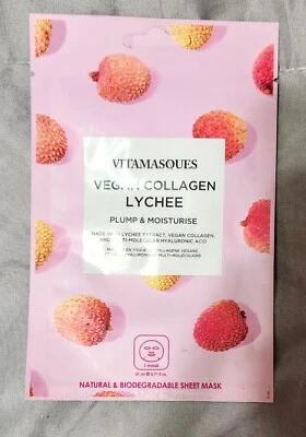 Vitamasques Vegan Collagen Lychee Plump&Moisturize Face Sheet Mask 21ml-Brand... - Image 1 of 3