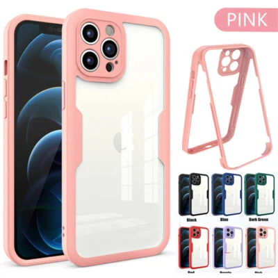 For iPhone 15 14 13 12 11 Pro Max 16 8 Front Screen Film +Back Hard Clear Cover - Image 1 of 4