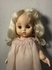 Muñeca Effanbee Pun’kin 1966 11" vestido rosa azul ojos dormidos blanco rubio - Imagen 1 de 10