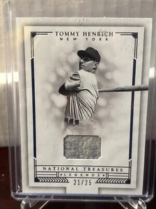 2016 Panini National Treasures Legends #21/25 Tommy Henrich  GAME USED YANKEES - Picture 1 of 3