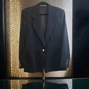Austin Reed Women’s Blazer Jacket Vintage Size 12 Black 100% Worsted Wool USA - Picture 1 of 15