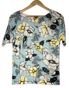 NWT Talbots Dressy Sweater Blouse Top Blue Floral Stretchy Size Small FAST SHIP! - Picture 1 of 6