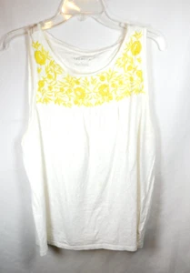 Talbots Women's White w/Yellow Top at Neckline Siz L - Picture 1 of 4