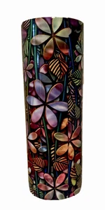 Floral Tumbler Made In A Stained Glass Pattern, Beautiful Flowers! - Picture 1 of 2