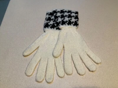 GUANTES ALTOS RAROS VINTAGE AÑOS 80 MUJER ADRIENNE VITTADINI NEGRO CREMA ITALIA Foto 1 de 4