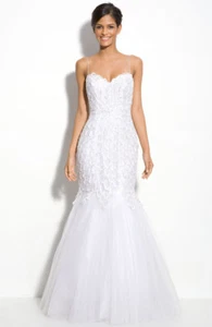 Vestido de sirena Alberto Makali con cuentas correa de espagueti (talla 8) - Imagen 1 de 2