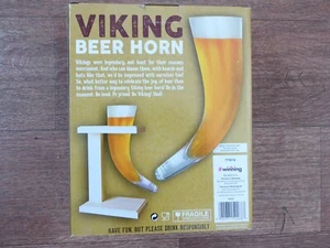 Wikinger Trinkhorn Bierglas mit Holzständer - Bild 1 von 2