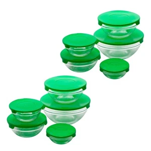 Pack de 10 tuppers de vidrio en color azul o verde aptos para microondas - Imagen 1 de 8