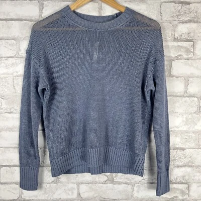 Suéter para mujer MADEWELL NUEVO CON ETIQUETAS lino azul hombro caído suelto tejido XXS NQ344 Foto 1 de 4