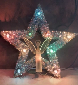 ADDOBBO PER ALBERO DI NATALE , STELLA LUMINOSA CON ANGELO - Foto 1 di 9