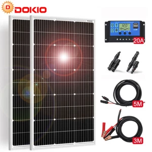 Dokio Solarpanel 12v 24v 100W 200W Solarmodul Kit für Batterie Wohnmobil Haus - Afbeelding 1 van 25